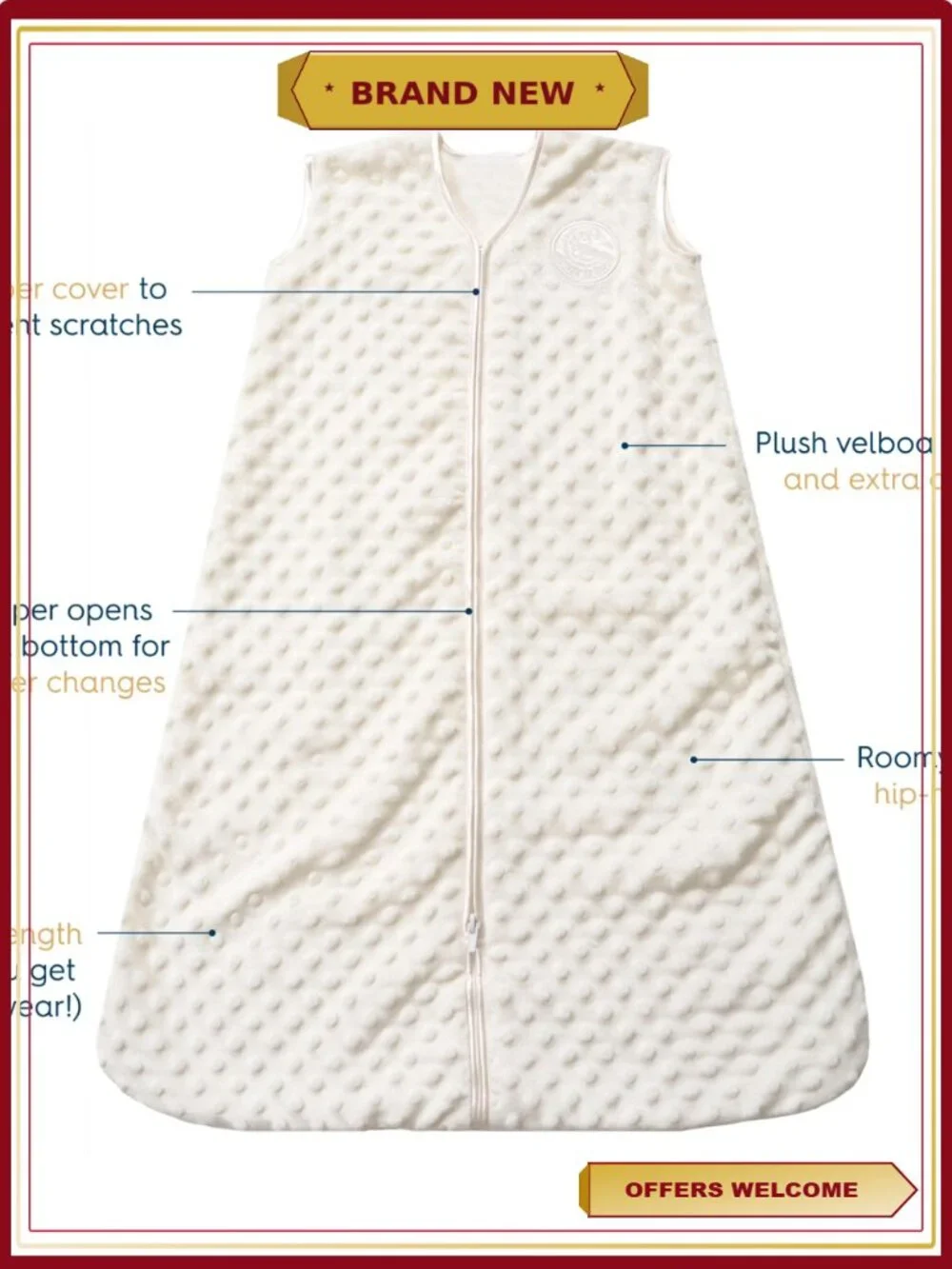 Wearable Blanket Sleep Sack 6-12 Months Unisex Micro-Fleece TOG 1.0